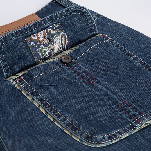 Jeep (JEEP) casual shorts men's denim straight loose multi-pocket work pants fashionable summer thin cropped pants 753 dark blue 36