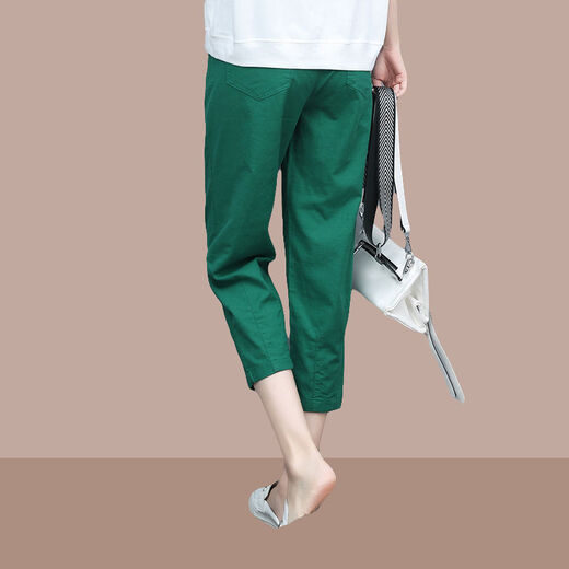 tzbt七分裤女夏季薄款新款时尚女装宽松哈伦休闲裤 爆690Q#白色 2XL 【建议130-145斤】