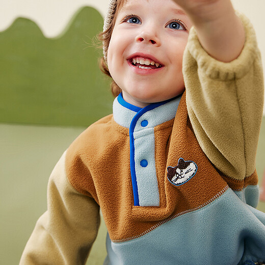 Mini Bala anti-static Bala boys and girls baby polar fleece full size category A sweatshirt 2025 autumn and winter new product Violet A70909 120 cm