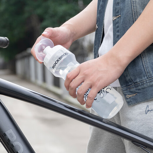 ROCKBROS Bicycle Water Bottle Colorful Mountain Bike Road Bike Water Cup Rack Cycling Bracket Equipment Accessories All Black Rack + 750ML Transparent Water Bottle + Dust Cover