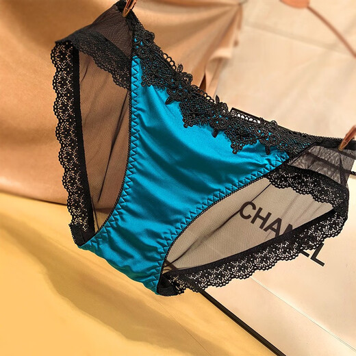 Sous-vêtements féminins Frota, Briefs à taille basse en maille basse en mailles sexy de la femme Transport pour femmes en coton pur transparent et séduisant le pantalon féminin [3 paquets] Gray + Black Abricot Edge + Green M [suggère le poids 85-110jin [Jin est égal à 0,5 kg]]]