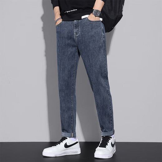 Cotton Jeans Männer Frühlings- und Herbstlänner losen gerade Harem Hosen Trendy Markenmännchen Hosen lässig vielseitige Hosen Männer 6621 Blau reguläre Größe 30 (120jin [Jin entspricht 0,5 kg] -125jin [Jin gleich 0,5 kg]))