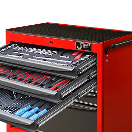 JETECH hardware auto repair tool cart, hand push auto repair cart, multi-functional repair cart, drawer-type tool cabinet, mobile parts cart, 200-piece tool cart set, RC-200S, complete vehicle package (car + tools)