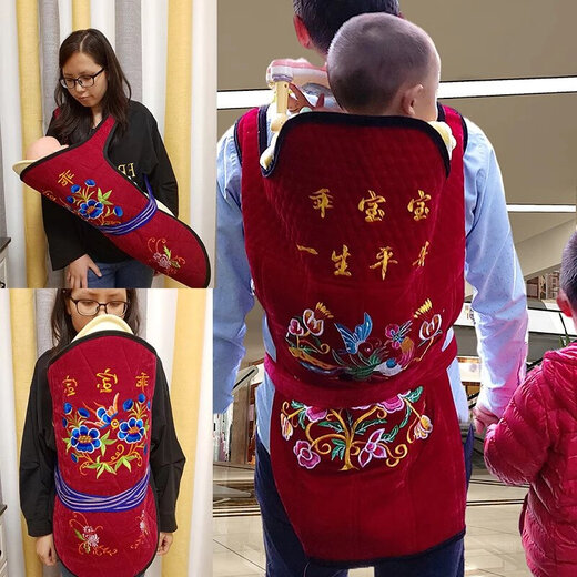 欧培云南传统婴儿背带老式背孩子背带宝宝背扇贵州小孩前抱后背娃被巾 卡通小狗大号夏季薄款 (偏软)[2-