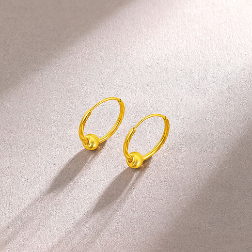 Saturday Fu 5G craft gold earrings for women sparkling gold beads pure gold earrings price A0910235 one pair about 1.33g