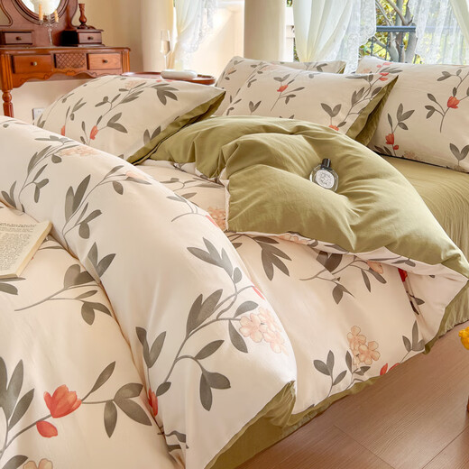 青九紡 庄杰a类双层纱四件套南通床上用品2.0m床单款下单备注颜色款式