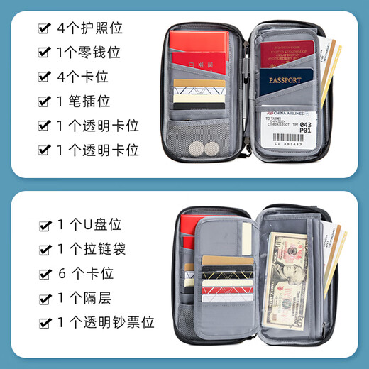 fancyfreeRFID防盗刷护照包旅行便携证件票据零钱保护套收纳包出国旅游用品 小号白色