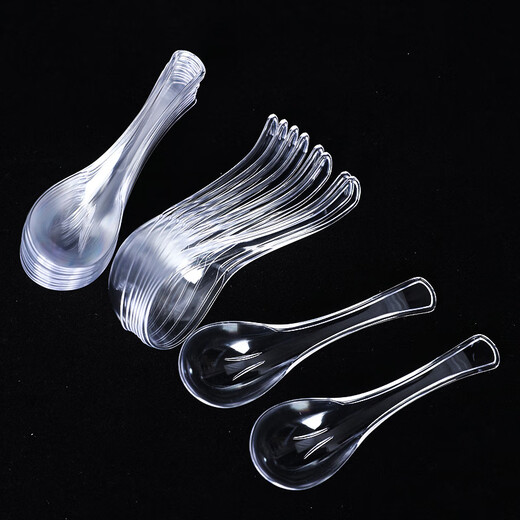 MULTIPOTENT disposable 20ml crystal spoon dessert spoon Chinese porridge spoon spoon plastic small rice spoon 20 pieces Jia Shengya series
