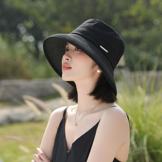 荣西图（RONGXITU）气质优雅礼帽女士凉帽时尚百搭新款花朵防晒帽 深卡其 均码