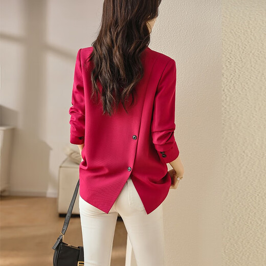 La veste de petite combinaison frit à la rue haut de gamme de Sakura Bannie pour la petite personne décontractée en vrac droit des femmes avec un costume à fente arrière populaire 690 Rose Red Suit 3xl (141jin [Jin est égal à 0,5 kg] -155jin [Jin est égal à 0,5 kg]))