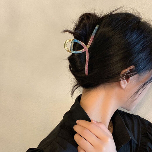 BARY REEF's new Internet celebrity shark clip frosted texture metal gripper hairpin hairpin back of the head textured hairpin for female adults black shiny gripper clip (11cm)