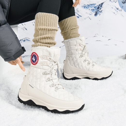 鹿与诗说大鹅雪地靴男女加绒加厚保暖防水哈尔滨东北户外防寒零下40度棉鞋 3883白色（加绒款） 38 (240mm)