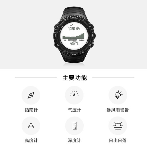 颂拓（SUUNTO）CORE全黑 经典户外运动手表 多功能指南针徒步登山智能手表礼物