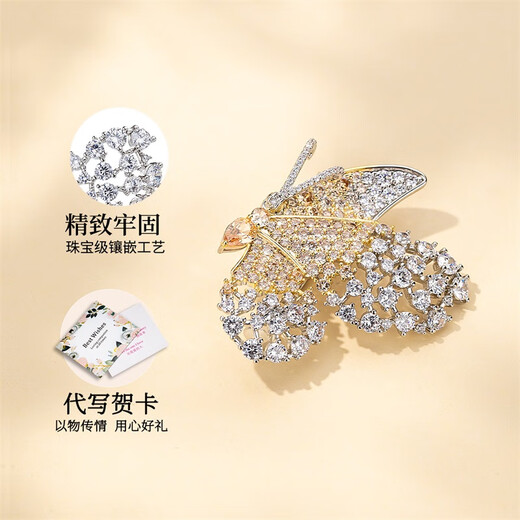Qlady butterfly brooch, high-end women's brand, light luxury corsage, anti-exposure pin, design niche accessories, birthday gift