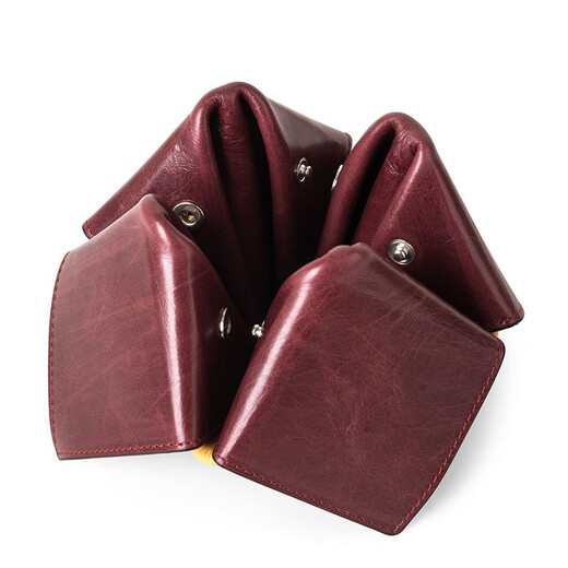 沙芬（SAVINELLI）意大利沙芬烟斗架进口东南西北折纸M674四斗位皮质烟斗架男士礼品 酒红-黄色
