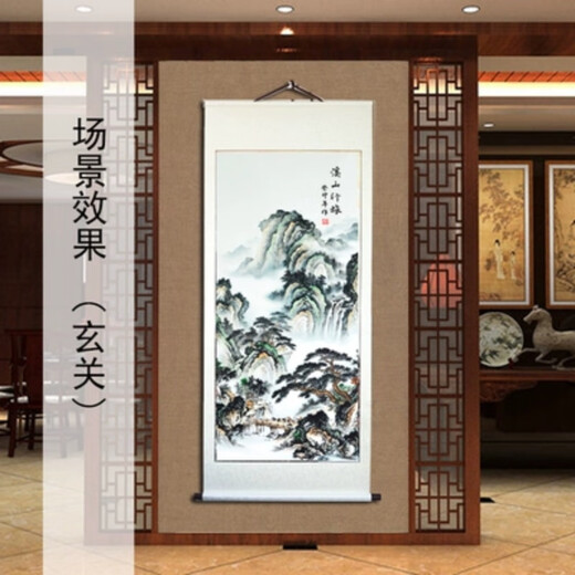 
Chinese calligraphy and paintings, high-definition landscape paintings, vertical scrolls, hanging paintings, living room entrance hallway decoration landscape paintings, Hongyun Dangtou 16868cm scrolls