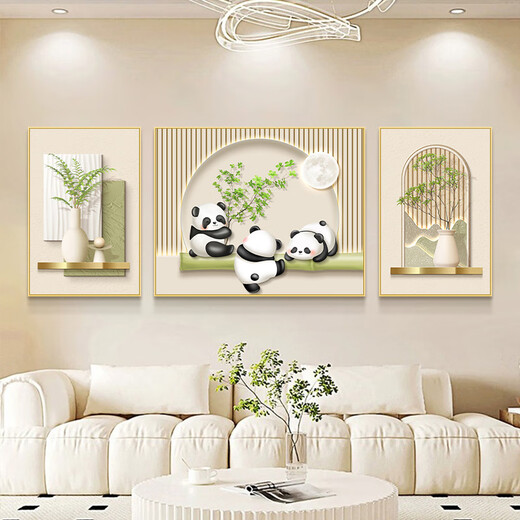 Yihuanyu Chinese retro living room decoration painting niche art sofa background wall hanging painting antique style high-end triple mural