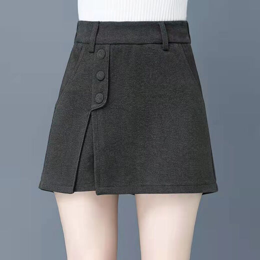 婷婉美高腰短裤女宽松外穿裤裙假两件春秋2023年新款显瘦洋气裙裤女裤子 卡其色 7027 3XL 135-145斤
