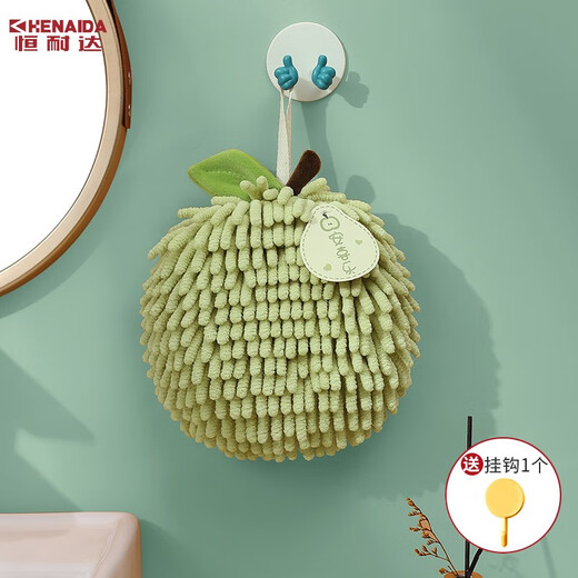 Hennaida hand towel hanging kitchen quick-drying rag bathroom toilet absorbent towel non-shedding chenille hand ball wiping green safety and joy