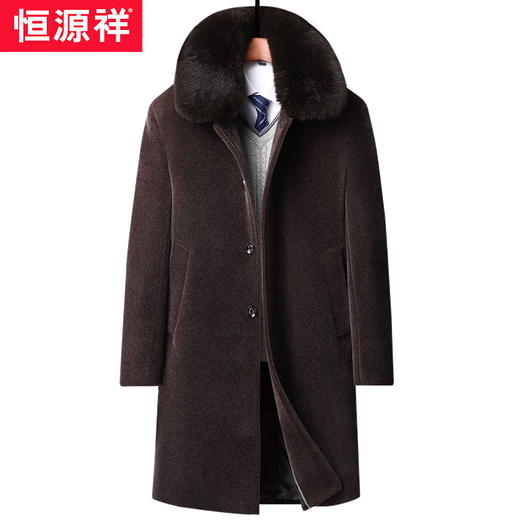 Hengyuanxiang autumn and winter middle-aged and elderly plus velvet mid-length sheep marmoset coat men's grandpa wool woolen coat dad jacket black (medium length) 175 (suitable for 100120Jin Jin equals 0.5 kg)