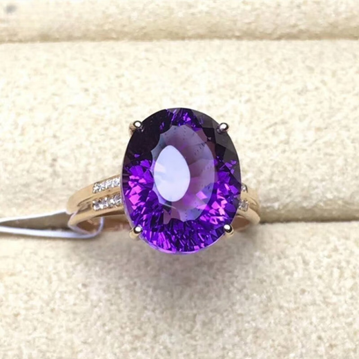 DR GRAFFCARNY 18K gold colored gemstone jewelry ring for women 5.9ct amethyst ring wedding engagement gift for wife Valentine's Day gift 18