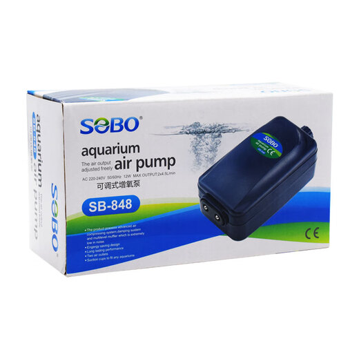 SOBO Songbao Fish Tank Oxygen Pump Aerobic Pump Small Fish Tank Fish Raising Oxygen Pump Household Aerobic Machine Aquarium Supplies [Full Accessories] 12w Double Hole SB848+ [Air Stone Package]