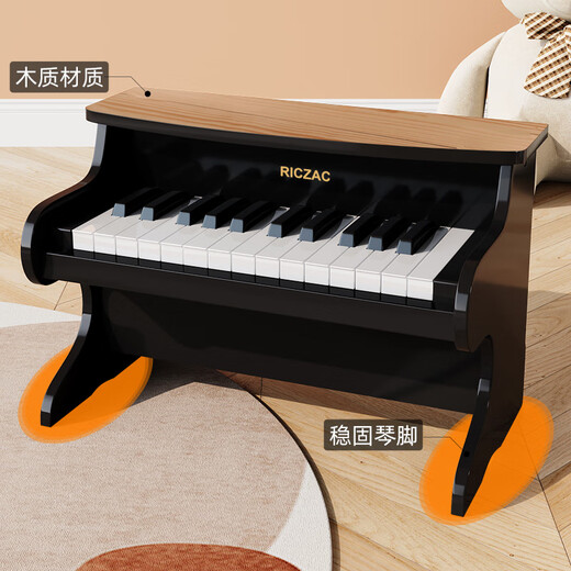 
RICZAC German wooden piano children's electronic piano beginner girls baby babies toddler boy music toy gift walnut color [wooden piano + music score sticker]