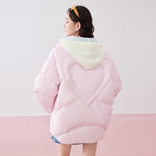 乐町小奶油面包羽绒服女冬季新品A字短款甜美风轻薄保暖外套 粉色（现货） S