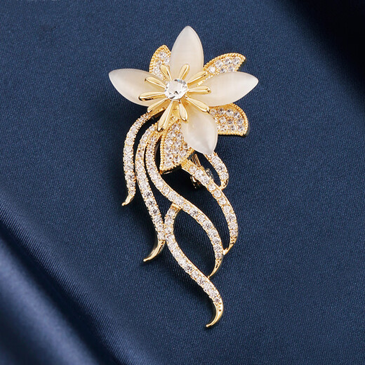 CHOMEL KINSEY violet floating flower brooch, high-end women's exquisite niche design corsage pin coat, Goddess' Day gift, violet champagne gold 5.5*3.0cm