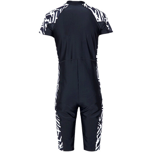 Sanqi one-piece swimsuit men's boxer trousers competition training fashion conservative diving large size swimwear black 80 2XL