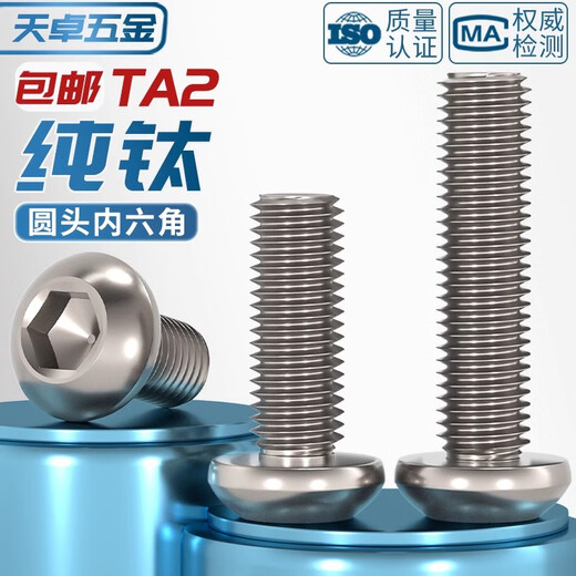 Tianzhuo Hardware National Standard TA2 reines Titan Titanlegierung Rundkopf Sechskantschraube Flachkopfschraube Pilzkopf Rundbecher M3M4M5M6 M5*10 5 Stk