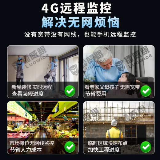 镭威视入户门口4g终身免流量免插电源摄像头360度无死角带夜视全景手机远程无线无需连wifi家用车载室外 【4G免充值】云台旋转+免钉安装+64G