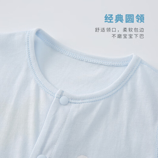 Shubeiyi 2-teilige Babykleidung Sommer Dünne Neugeborenen Overall Kurzärmelte Ha-Shirt Kinderkriechkleidung Blau 80 cm
