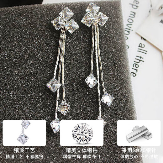 Ancient silver needle earrings for women 2025 new one-week earrings birthday gift for women light luxury niche high-end practical one-week earrings gift box + S999 pure silver necklace set