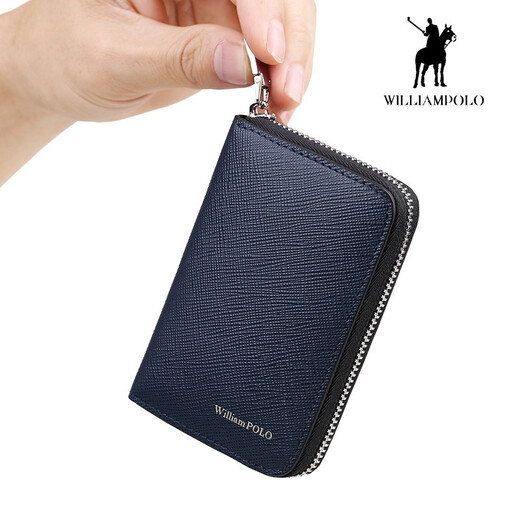 Williampolo Kaiser Paul Card Bag Herren-Mini-Münzbrieftasche Kurzes echtes Lederkarten-Tasche Multi-Card-Lizenz-Lizenz-Bankkarte Blaues Kreuz Muster Blaues Kreuz Muster