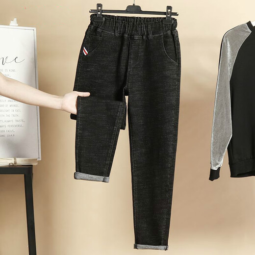 
Ran Yilan is suitable for women's large-size women's pants with thick legs 200 Jin [Jin equals 0.5 kg] Fat MM Spring and Autumn 90-240 Jin [Jin equals 0.5 kg] Large-size women's pants fat m black-2 9902 models Autumn 6XL key 220-250 Jin [Jin equals 0.5 kg]