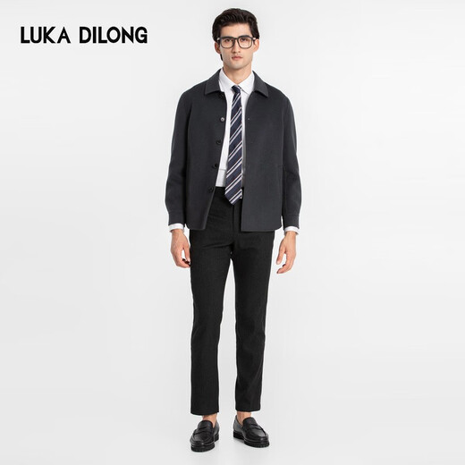 Luca Dilon 100% Sheep Autumn and Winter Wool Jacket Double-sided Nylon Warm Casual Versatile Jacket Dark Blue L 50