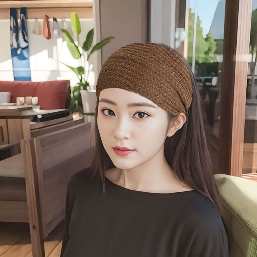 Tongrubi knitted wide-brimmed hairband Korean style hairpin face wash hair bandana warm simple headband wrapping head fashionable Korean pink elastic (52-58cm)