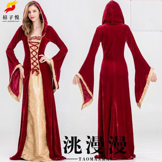 Orange Yue European Court Retro Queen Juliet cos Cinderella Masquerade Dress Performance Dress 2025 Wine Color Long Dress S