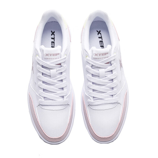 
Xtep shoes for women in summer breathable age-reducing white shoes, thick-soled trendy leather waterproof temperament Korean casual shoes White pink 7027 38
