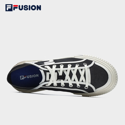 斐乐（FILA）FUSION斐乐潮牌WALLRIDE DX男鞋一脚蹬帆布鞋新款板鞋 黑/奶白-BG 40