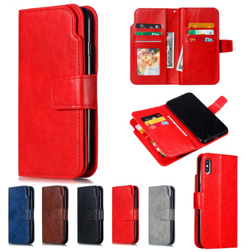 适用iphone14/13PRO手机壳7plus手机翻盖插卡钱包XSMAX苹果保护套 黑色 iPhone 12 MINI