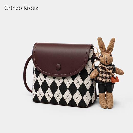 CRTNZO KROEZ轻奢包包女包2025年新款斜挎包女士水桶包新年元旦节生日礼物实用 棋盘咖色-轻奢礼物送女朋友老婆女生闺蜜生日礼物实用