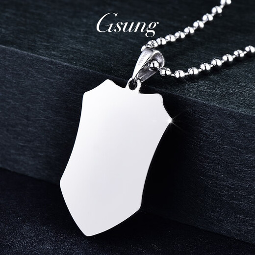 GsunG platinum pendant men's PT950 shield pendant new smooth white gold pendant for men and women new pendant platinum PT950 pendant customization
