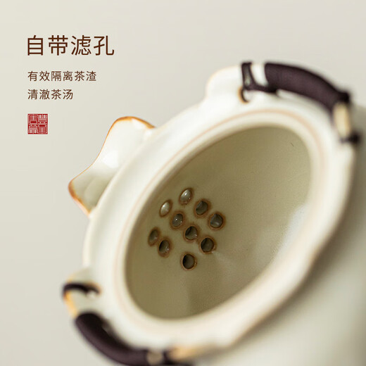 Tangfeng tea set set, high-end Ru kiln open-piece hand-caught pot, lid, bowl, tea cup, complete set with tea tray, special tea set for making tea and entertaining guests, rose-colored melamine quiet window, small + dundun hand-caught pot, 9 pieces