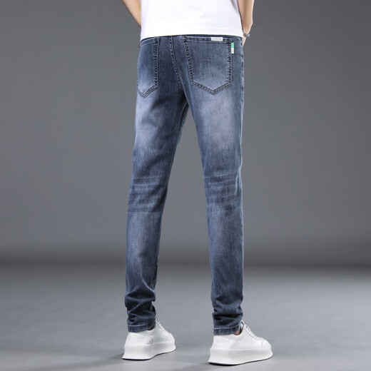 Lomon Jeans Men's Slim Summer Thin Straight Lock Long Bans