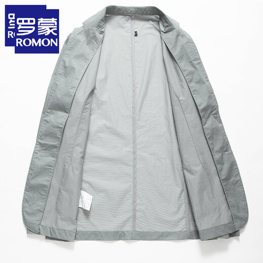 
ROMON summer ice silk sunscreen suit men's quick-drying breathable sunscreen suit men's light and thin suit casual suit summer jacket gray 175/L [recommended 110-130Jin [Jin equals 0.5 kg]]
