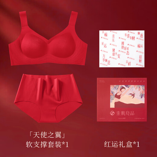Sujiliangpin Angel Wings Inclusive Jelly Strip Underwear New Year Red Gift Box Zodiac Year Red Bra Panties Bra Set
