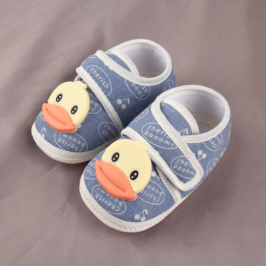Lamichi Qi Frühling und Sommer 0-1 Jahre alte Babyschuhe weiche Sohle Anti-Rutsch-Kleinkindschuhe 3-6-9-12 Monate Männer und Frauen Babytuchschuhe Neugeborene Einzelschuhe Innenschuhe Herbst Big Mund Ente Blau Größe 12 innere Länge 11 cm