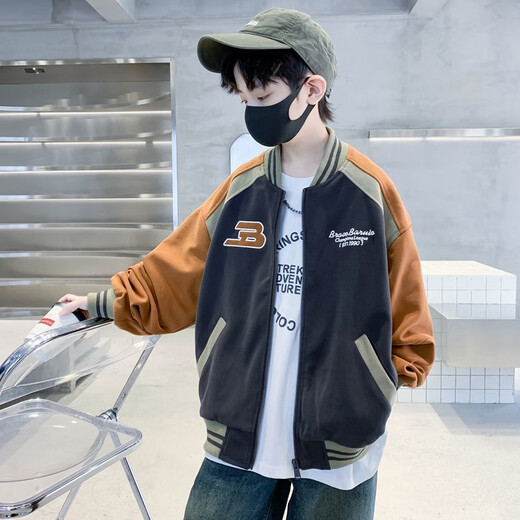 THINKPIRE Boys' Padded Jackets Children's Baseball Uniforms Autumn Clothes for Big Boys Men's Clothes 2025 Winter Boys' Clothes Jacket Tops Gray Size 160 Recommended Height 150CM